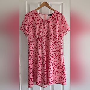Allegra K Pink & Red Heart Print Dress – XL